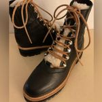 Sigerson Morrison women ISA black leather sheepskin combat boots size 6.5 Photo 1