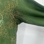 Y2K Green Long Sleeve Waffle Knit Shirt Tunic Large Graphic Size M Photo 2