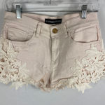 EXPRESS Lace Trim Tan Denim Shorts Size 6 Photo 0