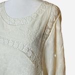 Black Swan  Ivory Cream Lace Embroidered Boho Peasant Blouse Top Size M Photo 2