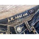 LA Idol USA Capri Jeans size 5 W‎ 29 L 18 29x18 Denim Jean Bling Flap Pockets Blue Photo 3