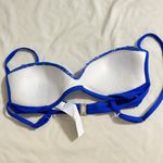 La Perla NWT Royal Blue Lace Crystal Flower Padded push up Bikini set/xs Photo 6