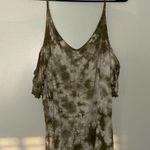 American Eagle  Outfitters Tie-Dye Cold Shoulder Top - Green and White Photo 0