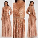 Mac Duggal 5509 SEQUINED WRAP OVER 3/4 SLEEVE GOWN Photo 2