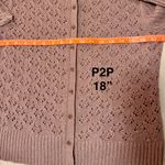 DKNY Womens Long Sleeved Buttoned Round Neck Cardigan Purple w/sparkle Sz L Photo 4