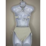 Cupshe  Striped Green White Bikini Set Criss Cross Tie‎ String Swimsuit Summer S Photo 3