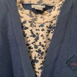 PHR Basics Cardigan Sweater Blue Mockneck Floral Size L Photo 5