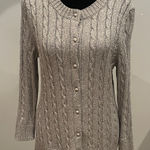 Talbots Silver sparkly tablets Cable Knit Women's Sweater-cardigan Photo 0