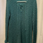 Victory for Her Sportswear Knit Pullover, Long Sleeve Tunic Length Sweater, large Teal green boho chic cozy western sporty layers Photo 1