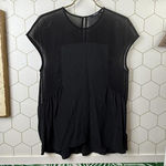 Madewell  Black Sheer Overlay Peplum Top with Cap Sleeves - Size - Small Photo 0
