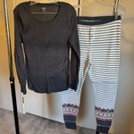 Old Navy Grey/White Stripe Pajamas with Fair Isle Pattern Size Large Photo 0
