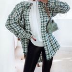 ZARA Tweed Weave Houndstooth OVERSHIRT Jacket Blazer Green/White Size XS NEW Photo 10