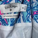 Lilly Pulitzer  🎯 Blue & Pink Paisley Patterned crochet neck mini Dress size 8 Photo 8