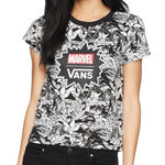 Marvel‎ Vans Comic Women's Graphic Baby Tee XS Black White Superheroes Photo 0