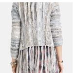 Free People Fringe Light Neutral Combo Cardi Cardigan Cropped Hippy Boho Small Photo 3