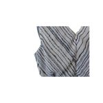 DKNY  Sleeveless White and‎ Blue Chain Striped Chiffon Mock Wrap Dress 10 Photo 4