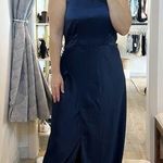 WAYF Halter Neck Sleeveless Slit Maxi Formal Gown Navy Blue XL Photo 0