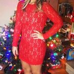 EXPRESS Red Lace Open-back Dress Photo 0