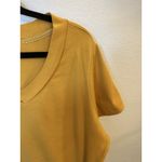 ST John day Size S Tan Camel Brown V Neck Short Sleeve Slub‎ Cotton Tee Shirt Gold Photo 2