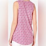 J Jill Pink Embroidered Button Sleeveless Tunic Tank top Size Large Photo 4