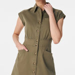 Spanx  Stretch Twill Utility Mini Dress Size 1X tuscan Olive plus size Photo 0