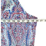 Saint Tropez West St Tropez West Tank Top Womens M Blue Red Paisley Floral Split Neck Summer Boho Photo 7