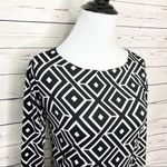 INC Black & White Mod Geometric Print Long Sleeve Knee Length Dress Size XS Photo 2