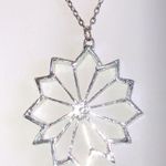 Vintage Silver Tone Huge Floral Cutout Statement Pendant Necklace Photo 4