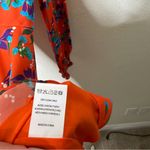 Saloni Eve Mini Dress Tangerine Sweetpeas Chiffon Viscose Smock V Neck Size 0 Orange Photo 11