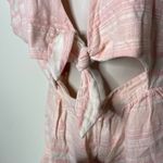 Mara Hoffman Revolve X  Swim Cotton Tie Front Romper in Pink Stripe sz S Photo 3