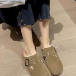 Winter outdoor leather cotton slippers Brown Size 7 Photo 0