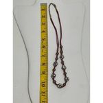 None Braided Cord Disco Ball Gemstone Necklace Dark Red‎ Photo 2