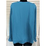 Laura Scott Turquoise Chiffon Pleated Long Sleeve Button Up Blouse Size Large Photo 4