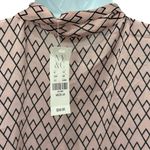 New York and Co Pink Black Diamond Chevron Tie Front Blouse size M NEW Tags Size M Photo 4