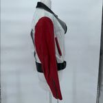 CHIA Colorblock Leather Moto Jacket Red White Black Belted Quilted Size M Size M Photo 3