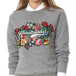 Rebecca Minkoff  heartbreakers gray‎ floral embroidered sweatshirt casual Photo 0