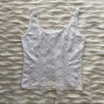 Vintage White Floral Lace Tank Top Square Neckline Size L Photo 5