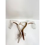 BCBGeneration Dress Sandals Womens Size 9 White Leather Metallic Studded Photo 5