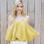 Blue Blush ruffle mustard top new!! Photo 0