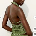 ZARA  Green Smocked High Neck Open Back Tank Top Photo 1