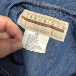 Expressions Womens Jumper Denim Maxi Dress sz 12 button front Pockets Prairie Blue Photo 7