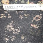 Peruvian Connection  Black/Brown Floral Long Sleeve Baby Doll Size Large Photo 4