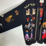 Susan Bristol Vintage 2 by 2 Noah’s Ark hand knit wool sweater womens size large Photo 3