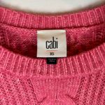 CAbi Cable Knit Sweater Women XS Pink Cotton Blend Long Sleeve Elsa 4245 Photo 2