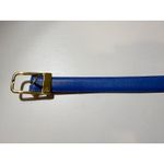 Liz Claiborne  Womens Blue Leather Belt – Size L Gold Buckle Full Grain Photo 1