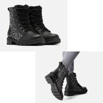 Sorel  Lennox Genuine Shearling Waterproof Lace-Up Boot, Black/White, size 7.5 Photo 1