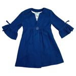 Anthropologie Tabitha Blue Wool Blend Swing Coat Ruffle Sleeves Size 4 Photo 1
