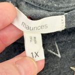 Maurice's 1X Gray V-Neck Star American Flag Print Short Sleeve Casual Top Photo 4