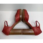 Jeffrey Campbell Mary Jane Heels Size 9.5 Leather Red Perforated Natural Pumps Photo 4