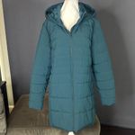 Swiss Tech Women’s Blue Green Puffer Jacket Hooded Quilted Design Size L 12/14 Blue Size L Photo 1